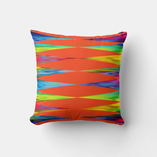 [Rainbow Fiesta] Harlequin Geometrisk Eldig Orange Kudde (Framsida)