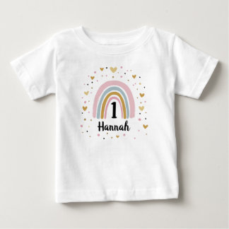 Rainbow First Birthday Baby Shirt One Year Old T