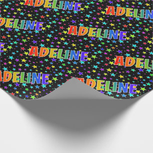 Rainbow First Namn ’ADELINE’ + Stars Presentpapper