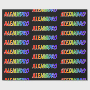 Rainbow First Namn "ALEJANDRO". Roligt och färg Presentpapper