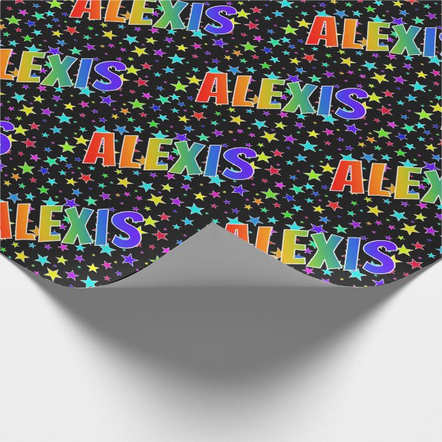 Rainbow First Namn ’ALEXIS’ + Stars Presentpapper (Hörn)