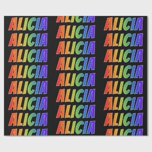 Rainbow First Namn ’ALICIA’; Roligt & färgstark Presentpapper