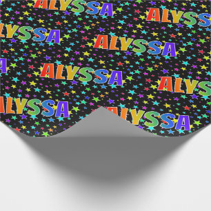 Rainbow First Namn ’ALYSSA’ + Stars Presentpapper