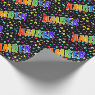 Rainbow First Namn ’AMBER’ + Stars Presentpapper