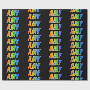 Rainbow First Namn ’AMY’; Roligt & färgstark Presentpapper