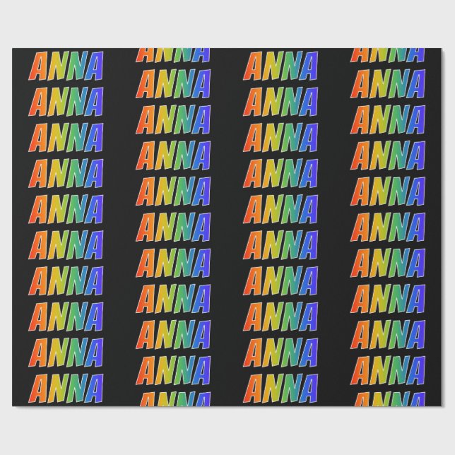 Rainbow First Namn ’ANNA’; Roligt & färgstark Presentpapper (Platt)
