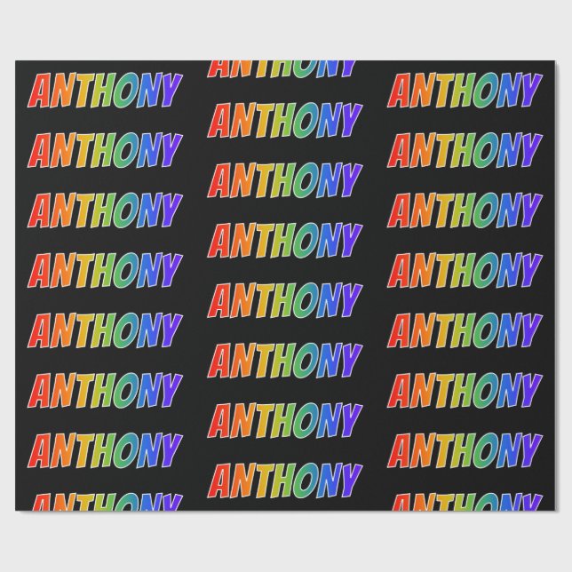 Rainbow First Namn ’ANTHONY’; Roligt & färgstark Presentpapper (Platt)