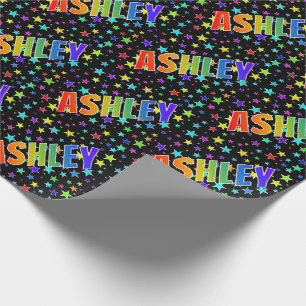 Rainbow First Namn ’ASHLEY’ + Stars Presentpapper