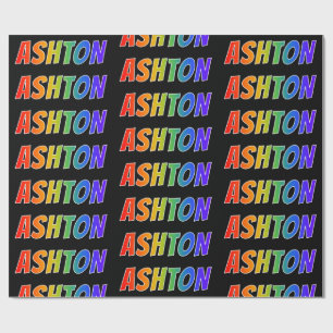 Rainbow First Namn ’ASHTON’; Roligt & färgstark Presentpapper