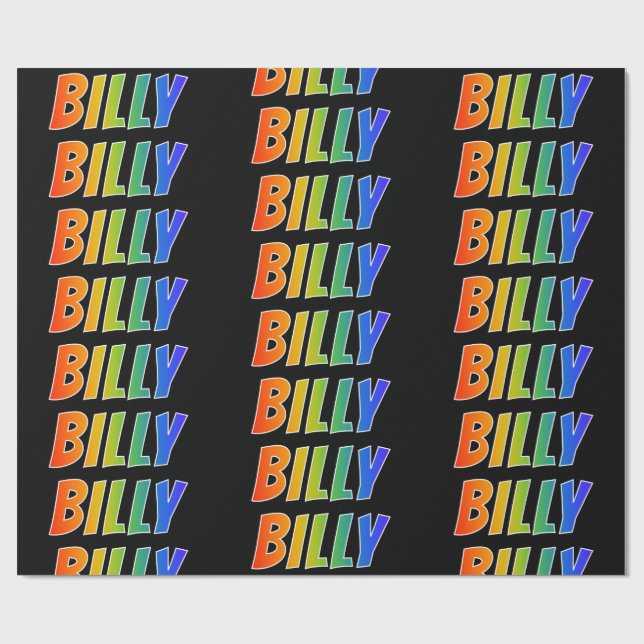 Rainbow First Namn "BILLY"; Roligt & färgstark Presentpapper (Platt)