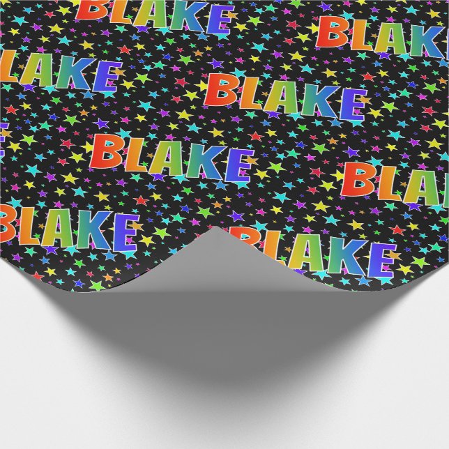 Rainbow First Namn "BLAKE" + Stars Presentpapper (Hörn)