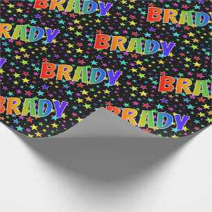 Rainbow First Namn ’BRADY’ + Stars Presentpapper