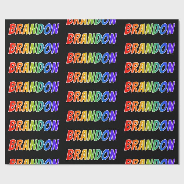 Rainbow First Namn ’BRANDON’; Roligt & färgstark Presentpapper (Platt)