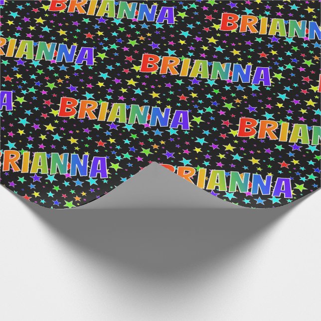 Rainbow First Namn "BRIANNA" + Stars Presentpapper (Hörn)