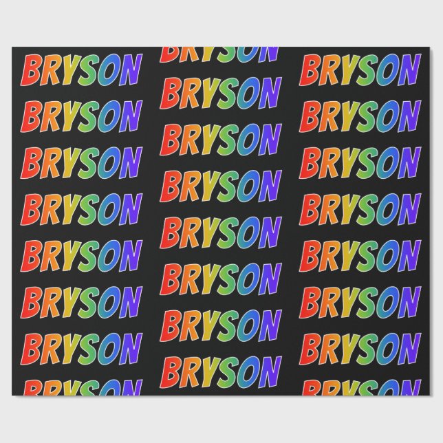 Rainbow First Namn ’BRYSON’; Roligt & färgstark Presentpapper (Platt)