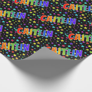 Rainbow First Namn ’CAITLIN’ + Stars Presentpapper
