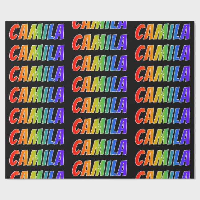 Rainbow First Namn ’CAMILA’; Roligt & färgstark Presentpapper (Platt)
