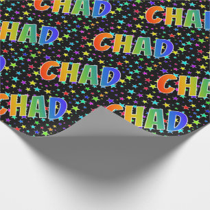 Rainbow First Namn ’CHAD’ + Stars Presentpapper