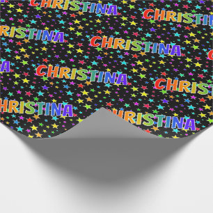 Rainbow First Namn ’CHRISTINA’ + Stars Presentpapper