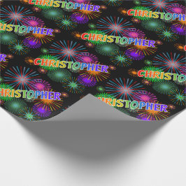 Rainbow First Namn "CHRISTOPHER" + Fireworks Presentpapper