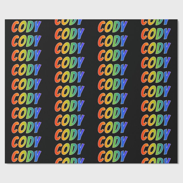 Rainbow First Namn ’CODY’; Roligt & färgstark Presentpapper (Platt)