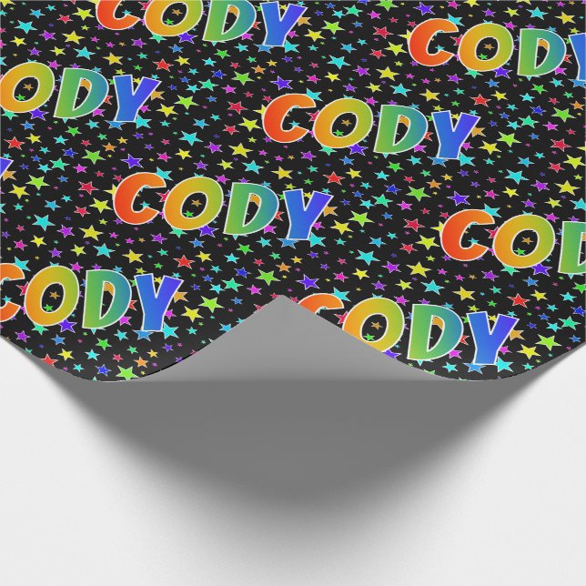 Rainbow First Namn "CODY" + Stars Presentpapper (Hörn)