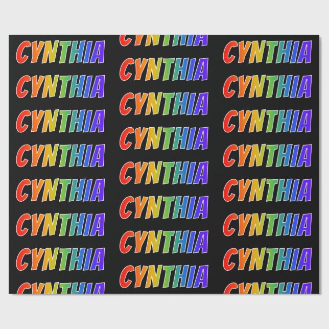 Rainbow First Namn ’CYNTHIA’; Roligt & färgstark Presentpapper (Platt)