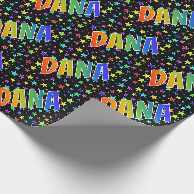 Rainbow First Namn ’DANA’ + Stars Presentpapper (Hörn)