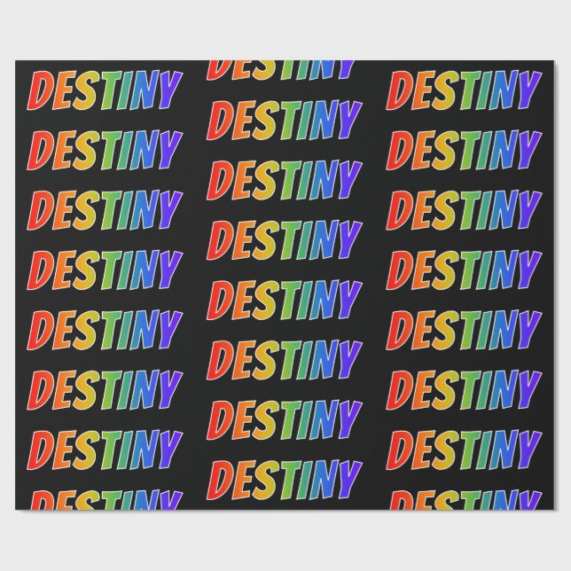 Rainbow First Namn ’DESTINY’; Roligt & färgstark Presentpapper (Platt)