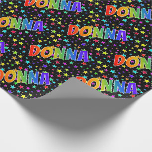 Rainbow First Namn ’DONNA’ + Stars Presentpapper