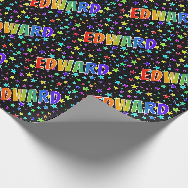 Rainbow First Namn "EDWARD" + Stars Presentpapper (Hörn)
