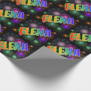 Rainbow First Namn ’ELENA’ + Fireworks Presentpapper