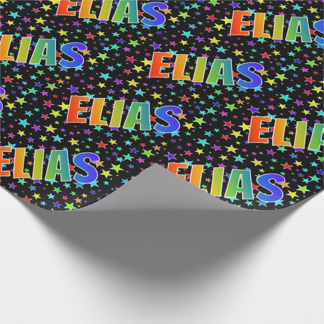 Rainbow First Namn ’ELIAS’ + Stars Presentpapper (Hörn)