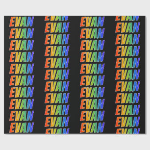 Rainbow First Namn ’EVAN’; Roligt & färgstark Presentpapper