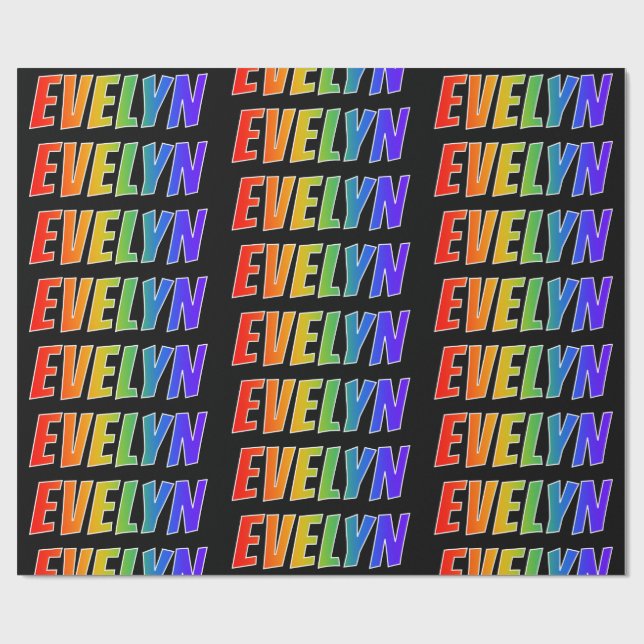 Rainbow First Namn ’EVELYN’; Roligt & färgstark Presentpapper (Platt)