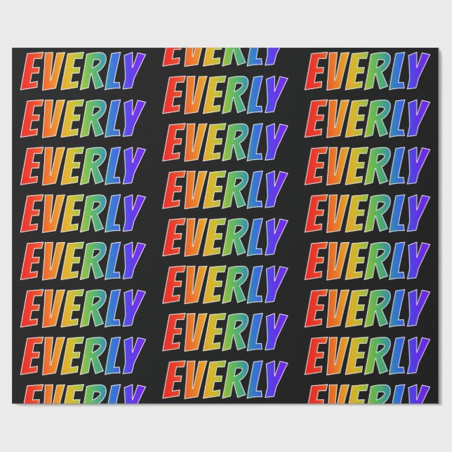 Rainbow First Namn "EVERLY"; Roligt & färgstark Presentpapper (Platt)