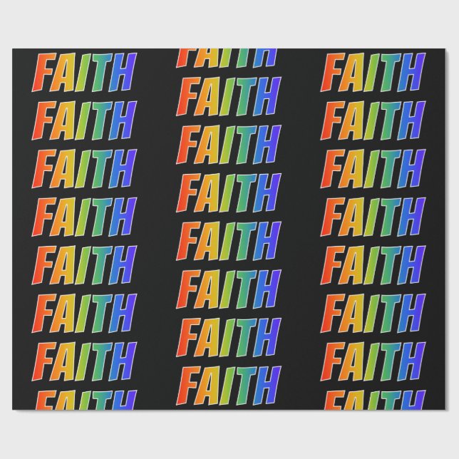 Rainbow First Namn ’FAITH’; Roligt & färgstark Presentpapper (Platt)