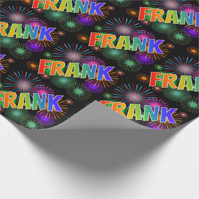 Rainbow First Namn "FRANK" + Fireworks Presentpapper (Hörn)