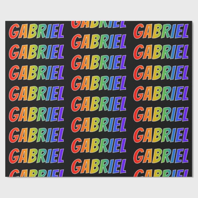 Rainbow First Namn "GABRIEL". Roligt och färg Presentpapper (Platt)