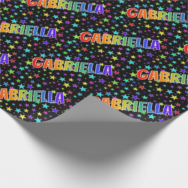 Rainbow First Namn ’GABRIELLA’ + Stars Presentpapper (Hörn)