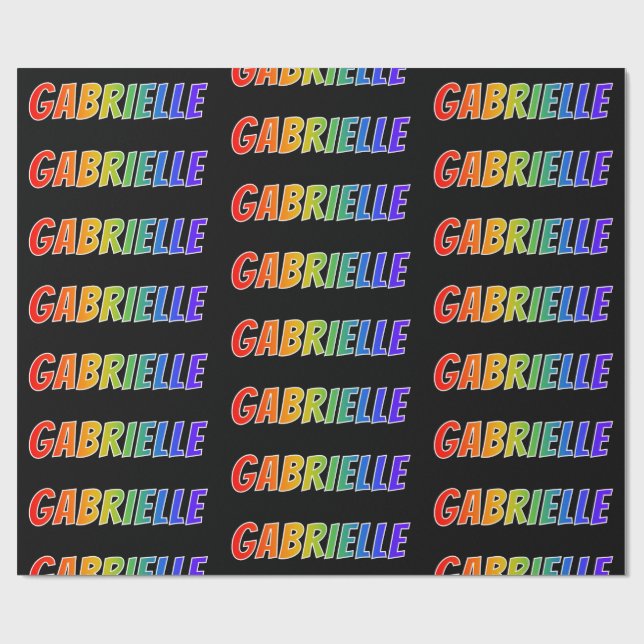 Rainbow First Namn ’GABRIELLE’; Roligt & färgstark Presentpapper (Platt)