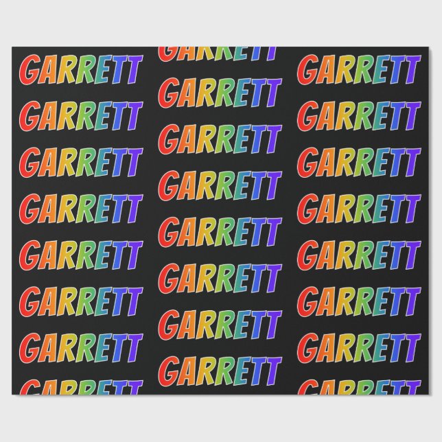 Rainbow First Namn ’GARRETT’; Roligt & färgstark Presentpapper (Platt)