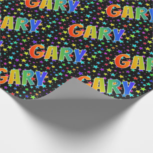 Rainbow First Namn "GARY" + Stars Presentpapper