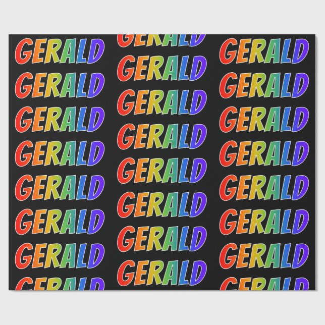 Rainbow First Namn ’GERALD’; Roligt & färgstark Presentpapper (Platt)