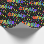 Rainbow First Namn ’GERALD’   Stars Presentpapper<br><div class="desc">Den här roligten, en levande, flerfärgad design, har det vanligaste namn-"GERALD" med ett färgstarkt regnbågsspektrum som färgning av mönster. Den har också en spännande stjärnform i mönster. En färgfull papper som detta kan vara ett roligt sätt att omkullkasta en present eller gåva som ges till någon vid namn Gerald. [~Z0000353]...</div>