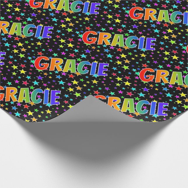 Rainbow First Namn ’GRACIE’ + Stars Presentpapper (Hörn)