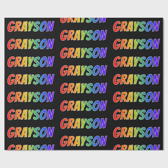 Rainbow First Namn ’GRAYSON’; Roligt & färgstark Presentpapper (Platt)