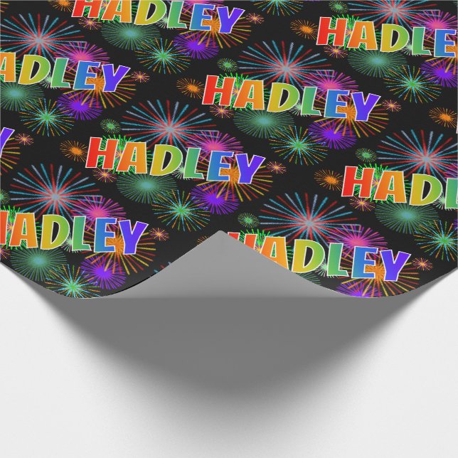 Rainbow First Namn "HADLEY" + Fireworks Presentpapper (Hörn)