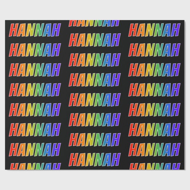Rainbow First Namn ’HANNAH’; Roligt & färgstark Presentpapper (Platt)