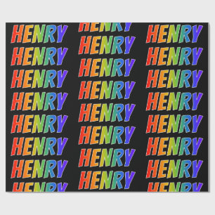 Rainbow First Namn ’HENRY’; Roligt & färgstark Presentpapper